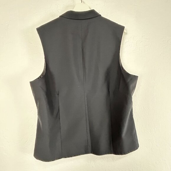 Fourmy Mens Black Notch Collar Formal Vest Size 42 Wool Blend Pocket Lightweight - Picture 2 of 8